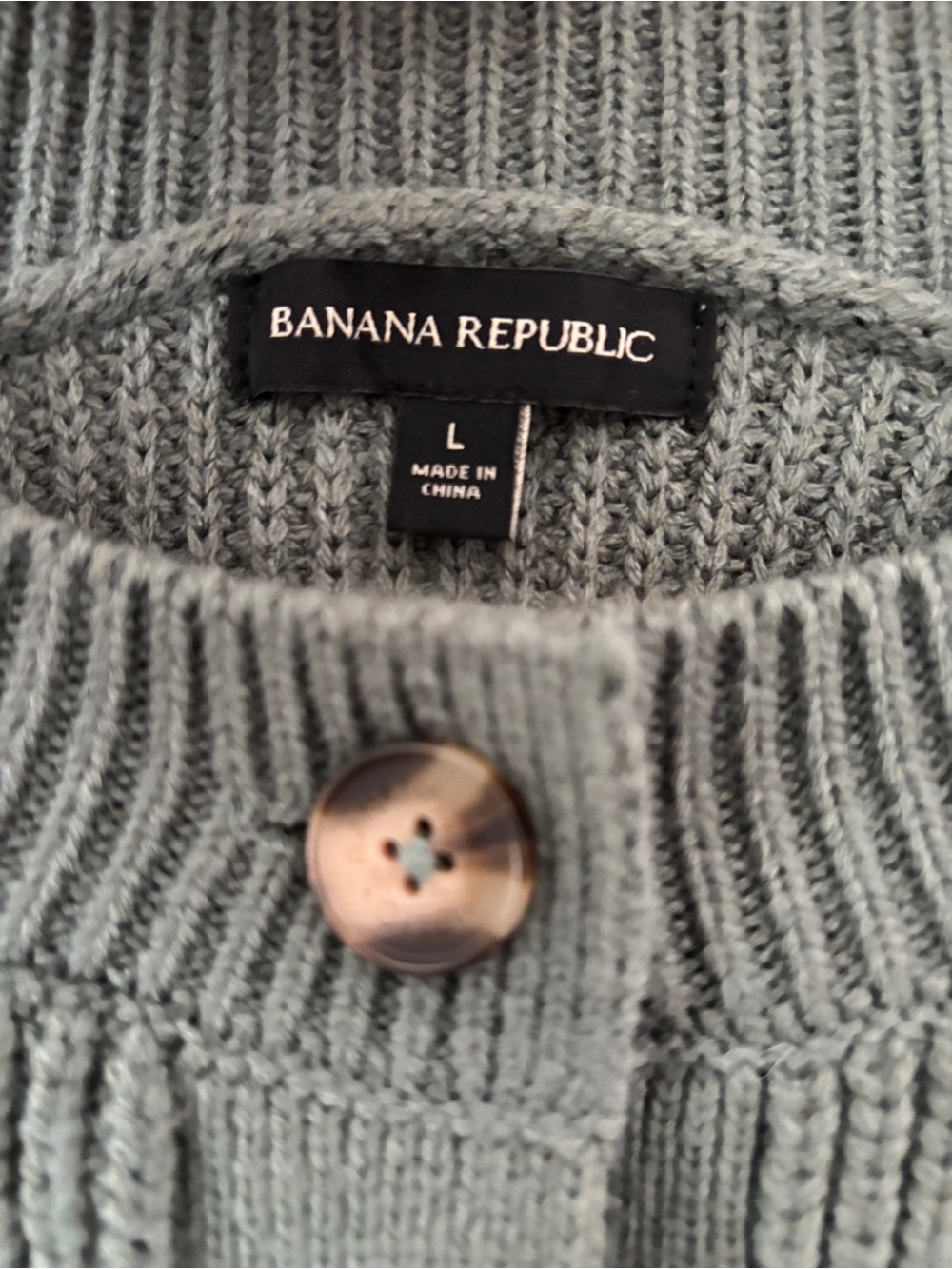 Banana Republic Chunky Knit Cardigan Sweater Women's Large Green Sage - Picture 4 of 8